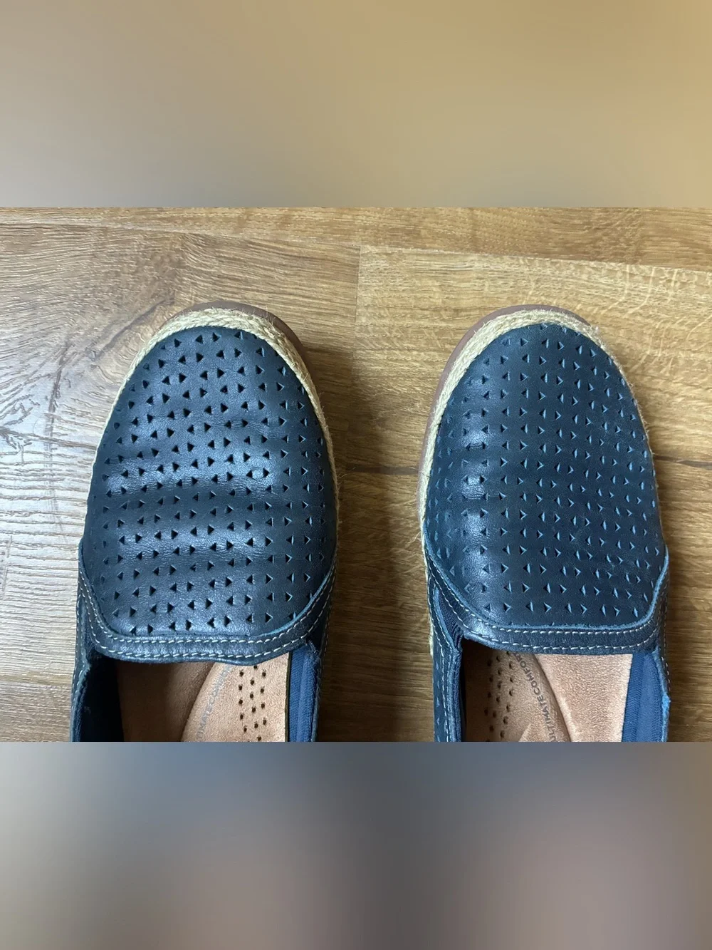 Clarks Leather Perforated Slip-On Espadrille, Leather 6.5